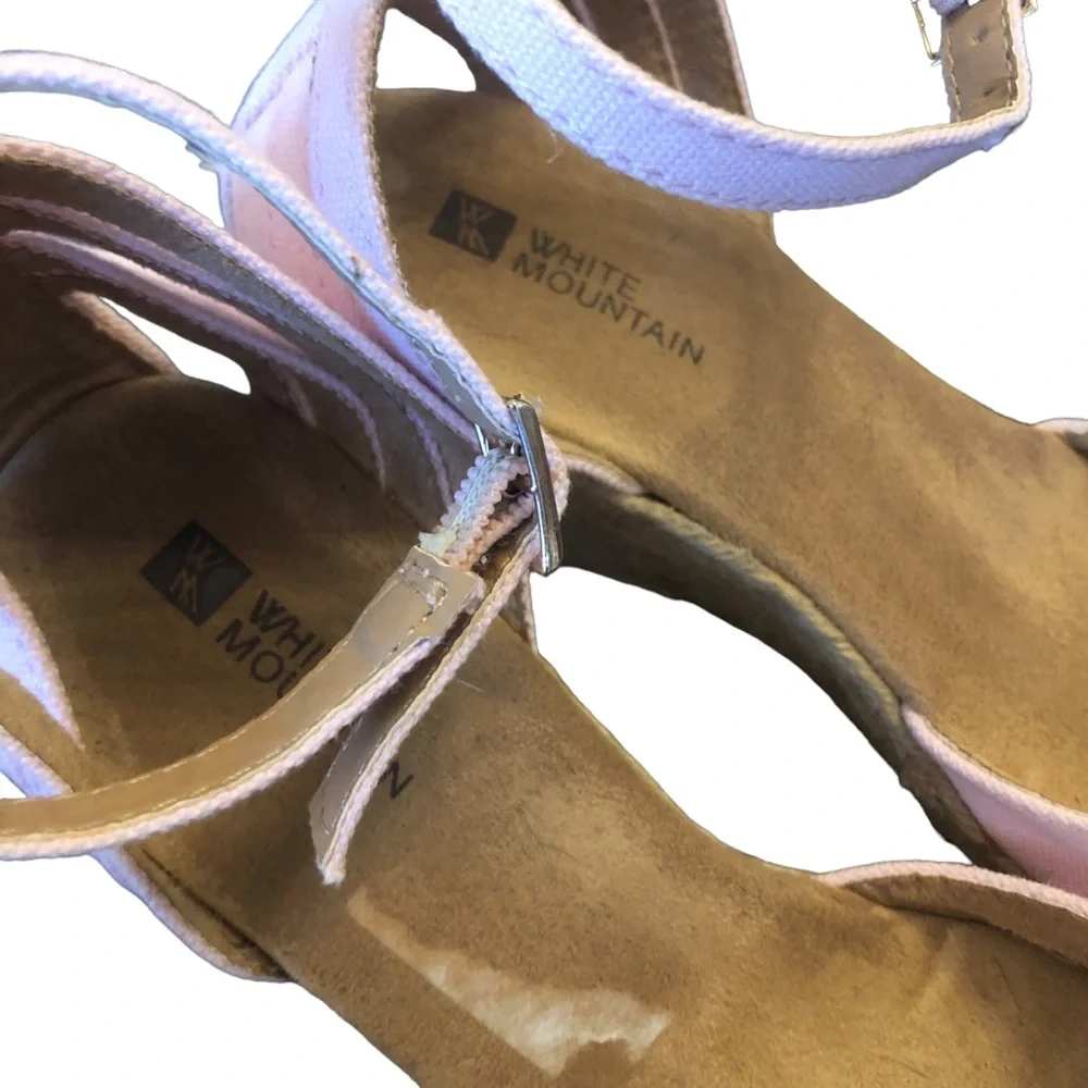 White Mountain Soft Pink Ankle Strap Wedges size 7 1/2 - Picture 3 of 10
